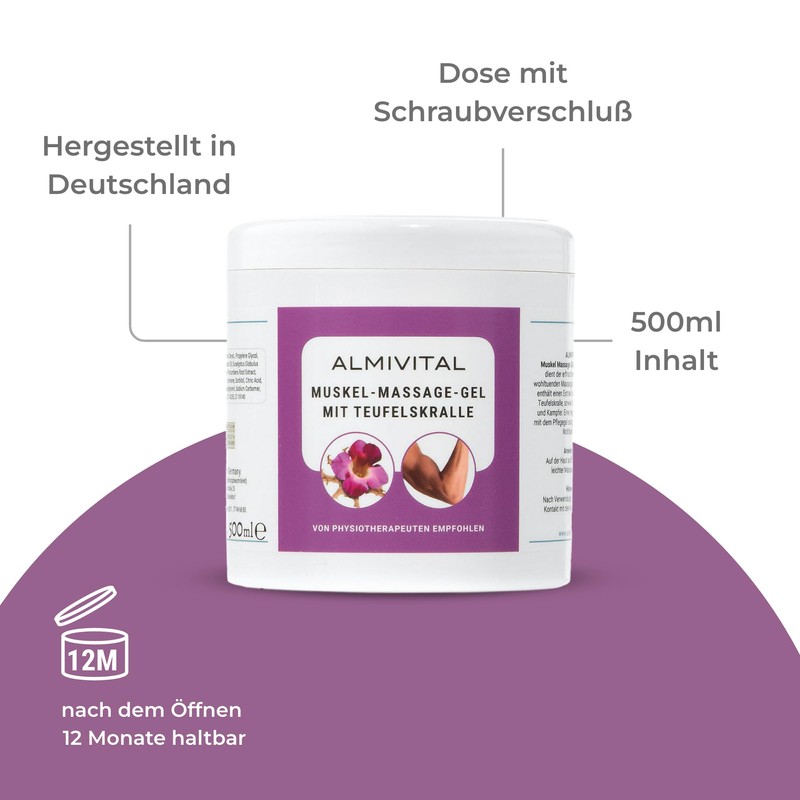 ALMIVITAL Muscle Massage Gel with Devil's Claw, Natural Relaxation &