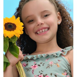 4Pairs Hypoallergenic Screw Back Earrings for Women 14k Gold Surgical Steel Flat Back Earrings Opal CZ Flower Heart Cartilage Earring for Sensitive Skin 20G Handmade Nap Earrings Studs Silver AB CZ