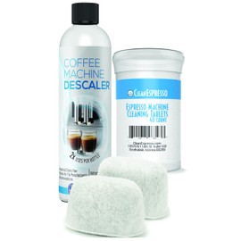 CleanEspresso - Designed For Breville Cleaning Kit - 40 Breville Compatible Cleaning Tablets + 2 Espresso Machine Water Filters + 2-Use Descaler - Espresso Machine Accessories