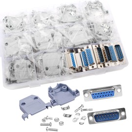 VISSQH 20 PCS DB15 Adapter,DB15 Solder Connector RS232 D-SUB Serial Adapter 15 Pin D-Sub Connector DB15 Male/Female Breakout Connector + DB15 plastic housing cover