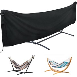 Hammock Cover 310 x 17 x 80 cm, 420D Heavy Duty Oxford Fabric Full Cover, Suitable for Outdoor Garden Hammocks and Double Hammocks with Stand and Frame, Waterproof, Windproof, Dust-proof, Anti-UV