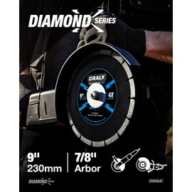 CRALY 9 Inch Super Thin Segmented Diamond Blade, 7/8 in Arbor, 9'' Diamond Stone Blade for Angle Grinder & Masonry Saw, Diamond Cutting Wheel for Cutting Concrete, Brick, Granite, Block, 2PC