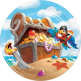 Club Pack Pirate Treasure Birthday Printed 7in Round Paper Plates, Box of 96