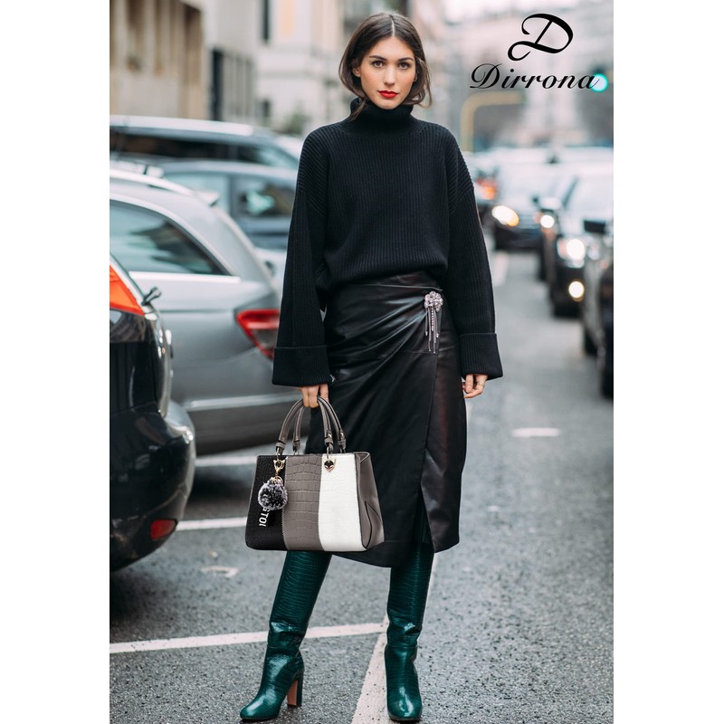 DIRRONA Elegant Women's Handbag Colour Block Design Shoulder Bag Large