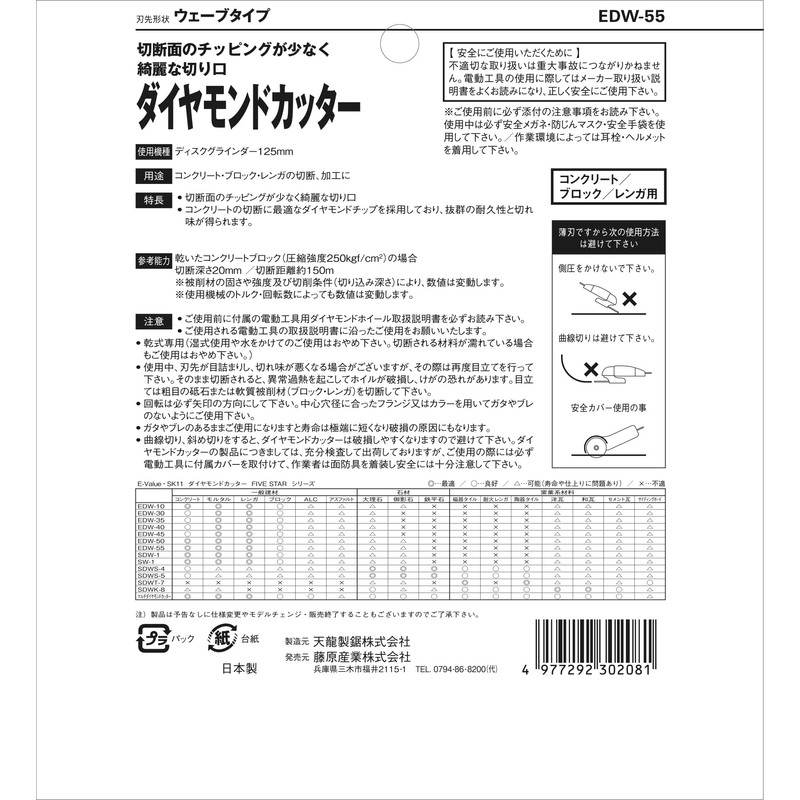E-Value EDW-55 Diamond Cutter Wave Type 125mm