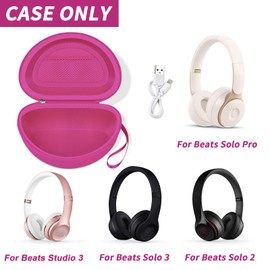 COMECASE Travel Hard Carrying Case Compatible with Beats Solo 4/ for Beats Studio Pro/for Beats Solo3/ for Beats Studio3/ for Beats Solo2/ for Beats Solo Pro Bluetooth On-Ear Headphones - Rose Red