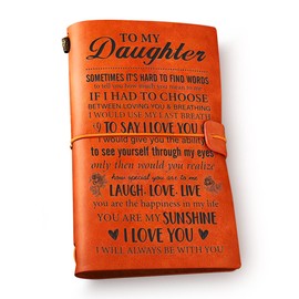 NGAEAK Daughter Gifts Leather Journal Notebook - to My Daughter I Love You Engraved Vintage Leather Travel Journal Embossed Writing Journal Gift for Graduation Birthday Christmas