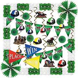 Beistle Horse Racing Kit 37 Piece Derby Day Decorations Sports Party Supplies, 6" - 29.5", Multicolored