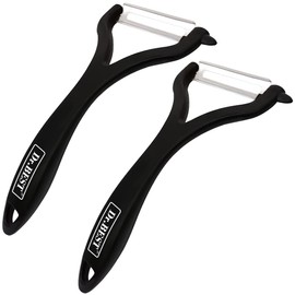 Dr.BEST Y-Shape Peeler Slicer,Vegetable Fruit Peeler Slicer,One Piece Design,Ergonomical Grip,Black/Black