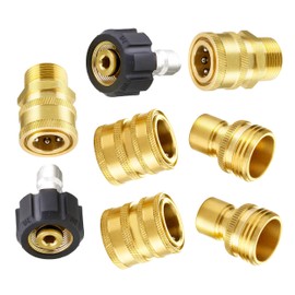 M MINGLE Ultimate Pressure Washer Adapter Set, Quick Disconnect Kit, M22 Swivel to 3/8 Inch Quick Connect, 3/4 Inch to Quick Release, 8-Pack