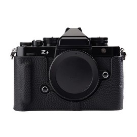 DBZZ Handcrafted Vintage Half-Wrap Camera Protector Genuine Leather Camera Case for Nikon ZF (Black)