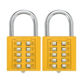 MECCANIXITY Combination Padlock, 10-Digit Push Button Padlock 5-Position Locking Mechanism Security Combination Lock for Locker Gym Sports Locker Cabinet Toolbox (Yellow, Pack of 2)