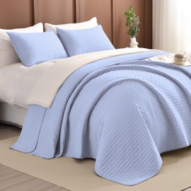 Lady Ann Light Blue Oversized King Bedspreads 120x120, Extra Large 3PCS Oversized King Quilt Set for Bed, Lightweight & Ultra-Soft Farmhouse Bedspreads & Coverlets