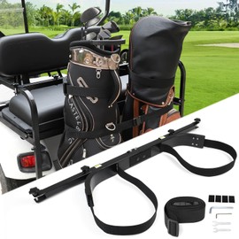 LEAPGOMAX No Drilling Golf Cart Bag Holder Bracket for 2+2 Golf Cart Rear Seat with 1 Inch Square Tube, Universal Golf Bag Attachment Adjustable for EZGO Club Car Yamaha Golf Carts