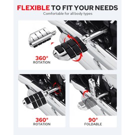 Benlari Passenger Foot Pegs Footpegs Footrest with Support Mounting Kit Stainless Steel Fit for Harley Davidson Softail 2018-2024 (Chrome)