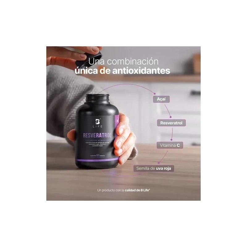 Resveratrol 60 Cápsulas B Life Con Semilla De Uva Sin