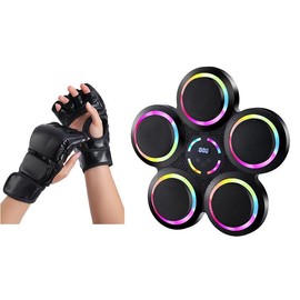 Boxing Machine Intelligent Music Bluetooth Wall-Mounted Boxing Machine with boxing gloves Trainer boxing equipment - Color: black（Upgraded）