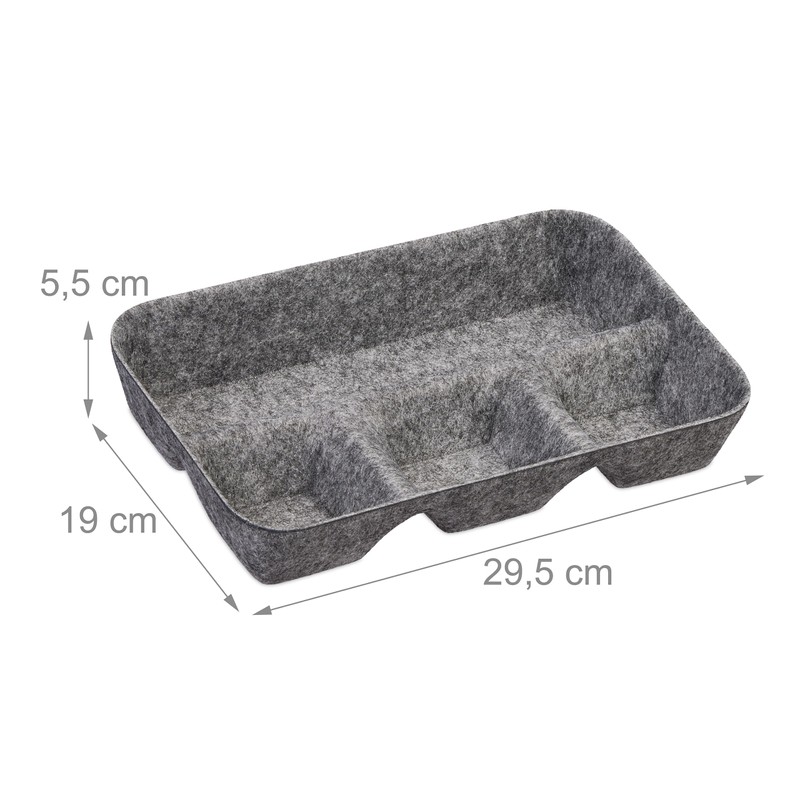 Relaxdays Felt Drawer Organiser, Desk Organiser System, 5.5 x 29.5