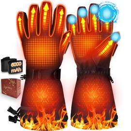 Heated Gloves for Men Women - 7.4V 6000mAh Rechargeable Heated Gloves Up to 10H Warmth, Full Touchscreen, 10s Fast Heating, 3 Level Adjustable, Electric Winter Gloves for Outdoor Skiing Hunting Hiking