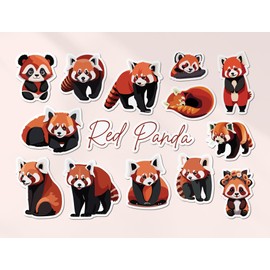 A5 Sticker Sheet Red Lesser Panda Vinyl Stickers - Wild Kawaii Animals Wild Scrapbooking Travel Label Friend Girls Boys Aesthetic #81503