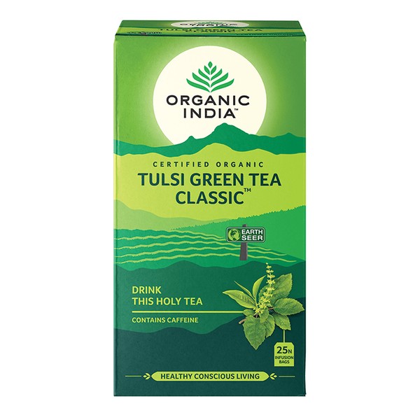 ORGANIC INDIA TULSI GREEN TEA CLASSIC WITH CAFFEINE 25TEABAGS