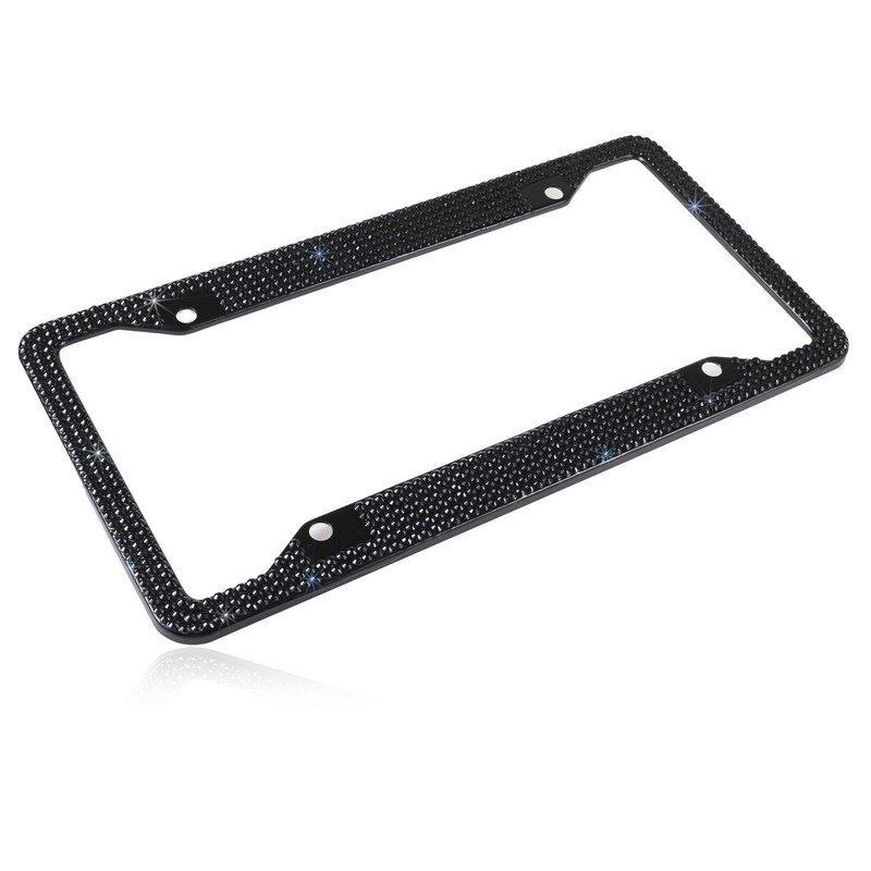 Fashion Handmade 4 Holes Black Crystal License Plate Frames,Premium US