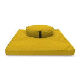 Bean Products Zafu & Zabuton Meditation Cushion, Oval, Cotton Saffron - Filled with Natural Cotton & Buckwheat