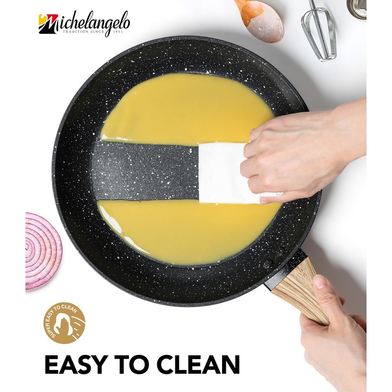 MICHELANGELO 8 Inch Nonstick Frying Pan with Lid, Non Stick
