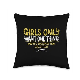 Yoga Mat That Rolls Itself Woman Girls Mom Women Girl Mother Throw Pillow