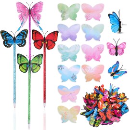 Leery 12 Pieces 3D Butterfly Ballpoint Pens,30 Butterfly Push Pins,240 Butterfly Sticky Notes for School Office Supplies Home Bedroom Decor,Wedding, Birthday,Party Gift.