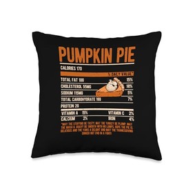 Turkey Meat Pilgrim Costume Thanksgiving Shirt Funny Thanksgiving Food Pumpkin Pie Nutrition Facts Foodie Throw Pillow, 16x16, Multicolor