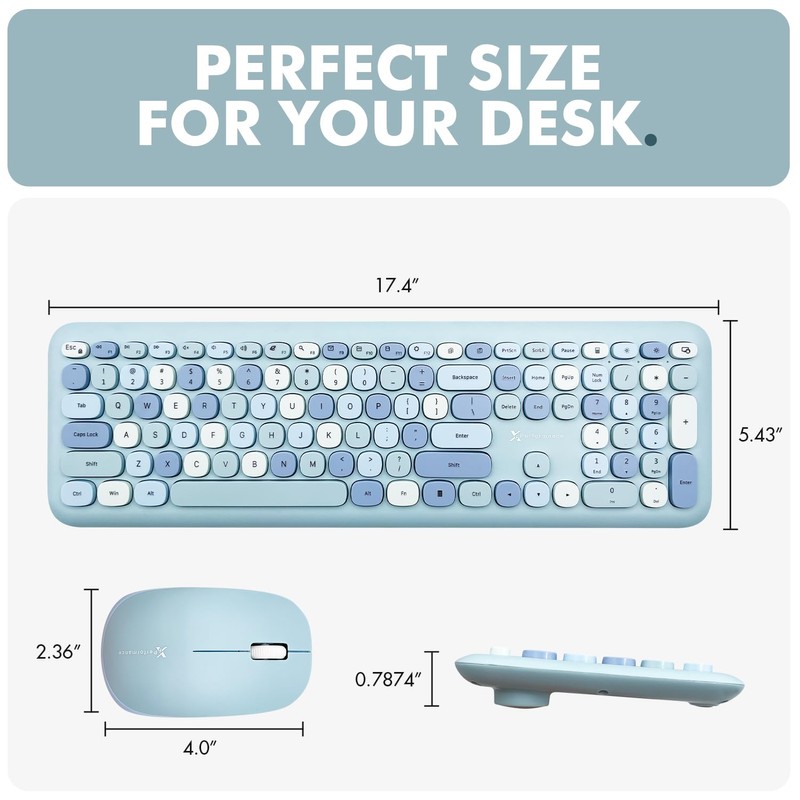 X9 Cute Wireless Keyboard and Mouse Combo - Retro Typewriter