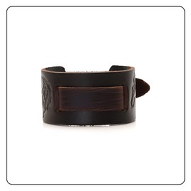 Fusamk Punk Belt Buckle Wristband Wolf Wide Leather Bracelet,7.0-8.0inches