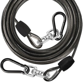 Petbobi Heavy Duty Dog Tie Out Cable Up to 300Lbs - 30FT Extra Strong Wire Cable for Large Dogs - Rust Proof Dog Leash with Carrying Handle - Dog Leads for Yard Camping Outside - Size: 30FT