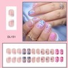 24Pcs Cute Press on Nails Short Square French Tip Fake