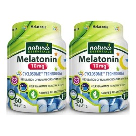 Natures Essentials Melatonina 10mg 2 Frascos 60 Tabletas                                                                                              
