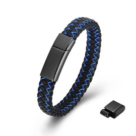 Minicremation Jewelry Cremation Jewelry Urn Bracelet for Ashes Mens Adjustable Length Bracelet for Men Magnetic Clasp Rope Wristband Gift for Boyfriend - Adjust the size of 1.5cm (0004-Blue)