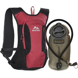 MARCHWAY Lightweight Hydration Backpack with Vest Style Straps & 2.5L TPU Water Bladder, Spacious Versatile Pack for Hiking, Cycling, Running, Travel (Red)
