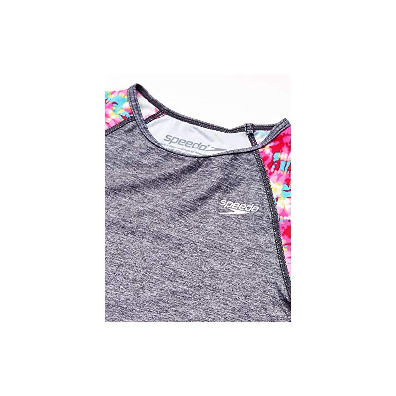 Speedo Girl's Printed Rash Guard 2pc (4-6X), Bright Pink, 4