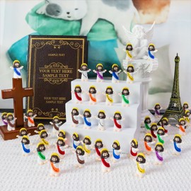 Yelakey Mini Jesus Figures 50pcs Little Tiny Jesus Figurines in Bulk Classic Religious Christ Savior Jesus Decor for Baptism Sunday Easter Egg Stuffers