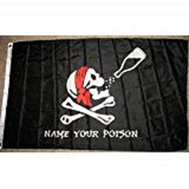 AES Pirate Name Your Poison Flag 3'x5' Skull & Bones Banner