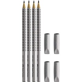 Faber-Castell Grip Eraser Caps, Grey, Pack of 2
