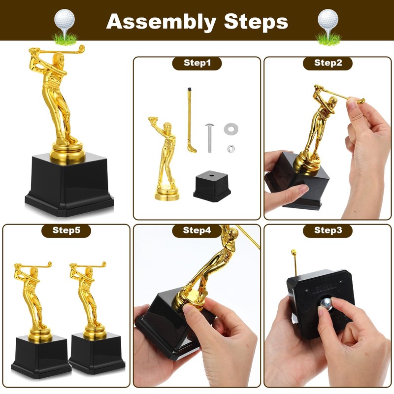 4 Pack Golf Trophy 6.7 x 3 Inch Gold Golfer