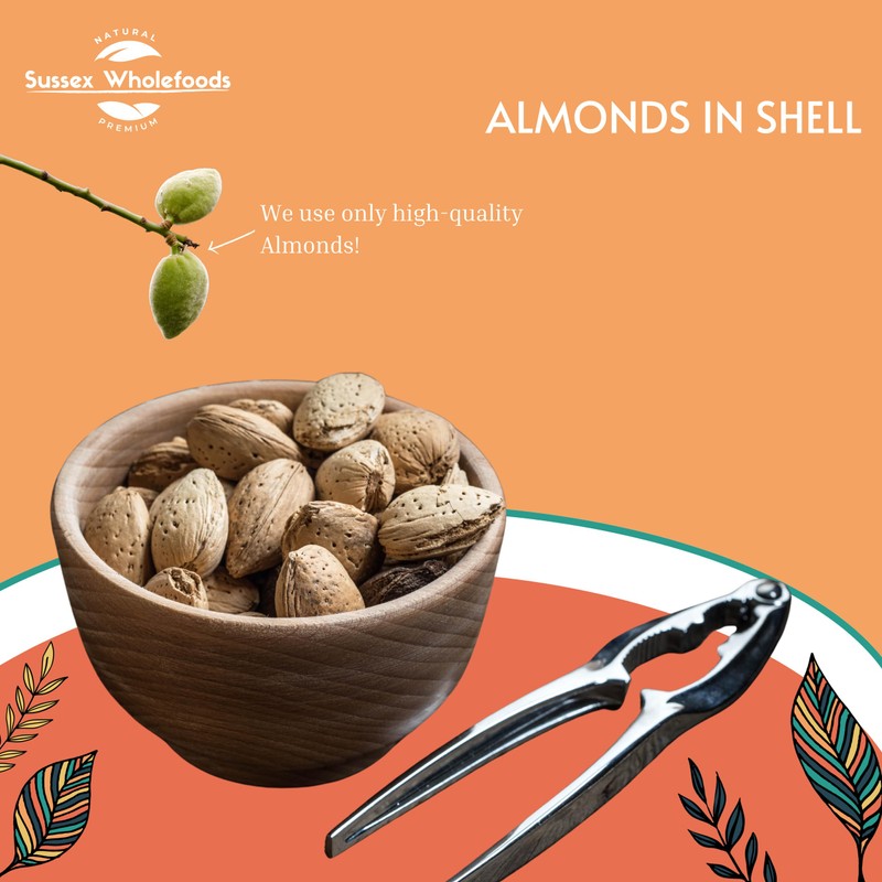 Sussex Wholefoods Almonds in Shell 500g - Fresh, Crunchy Snack,