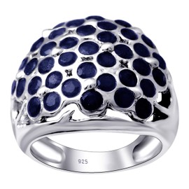 Orchid Jewelry 925 Sterling Silver Cluster Rings for Women - Delightful 2.5 mm Blue Sapphire Birthstone Gemstone - 4.00 Carats Round