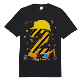 Two 2 Year Old 2nd Birthday Construction Vehicles 2yr Comfort Colors Adult Heavyweight T-Shirt