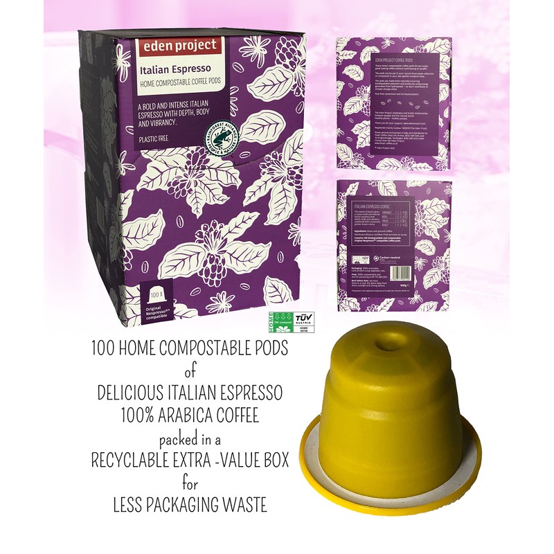 THE EDEN PROJECT 100 ITALIAN ESPRESSO Home Compostable Coffee Pods