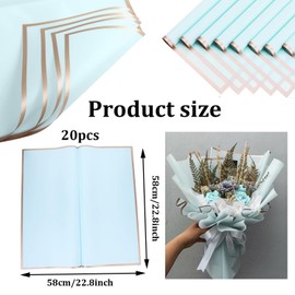 Shoyisenka 20 Sheets Flower Bouquet Wrapping Paper, Waterproof Bouquet Paper, Gift Floral Wrapping Paper for Wedding, Birthday, Mother's Day, Father's Day, Valentine's Day (Blue)