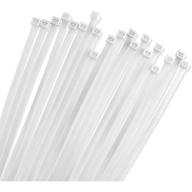 12" White Zip Cable Ties (100 Pack), 40lbs Tensile Strength, Heavy Duty, Self-Locking Premium Nylon Cable Wire Ties for Indoor and Outdoor by Bolt Dropper (White)