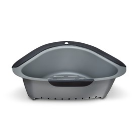 HomePrep Clip Colander, Anti-Slip, Sink Corner Strainer Machine Washable Drain, Kitchen Utensil Storage Rack Holder, Gray